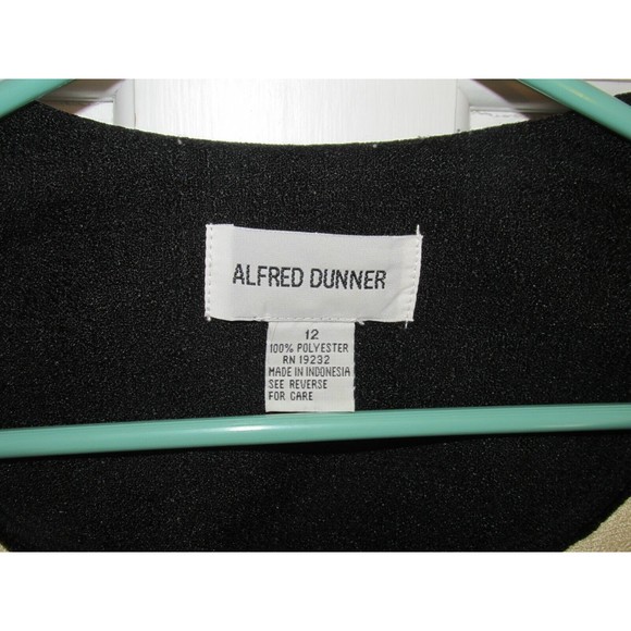 Alfred Dunner Womens Black & Tan Polyester One-Piece Open Cardigan Blouse Sze 12 - Picture 4 of 7
